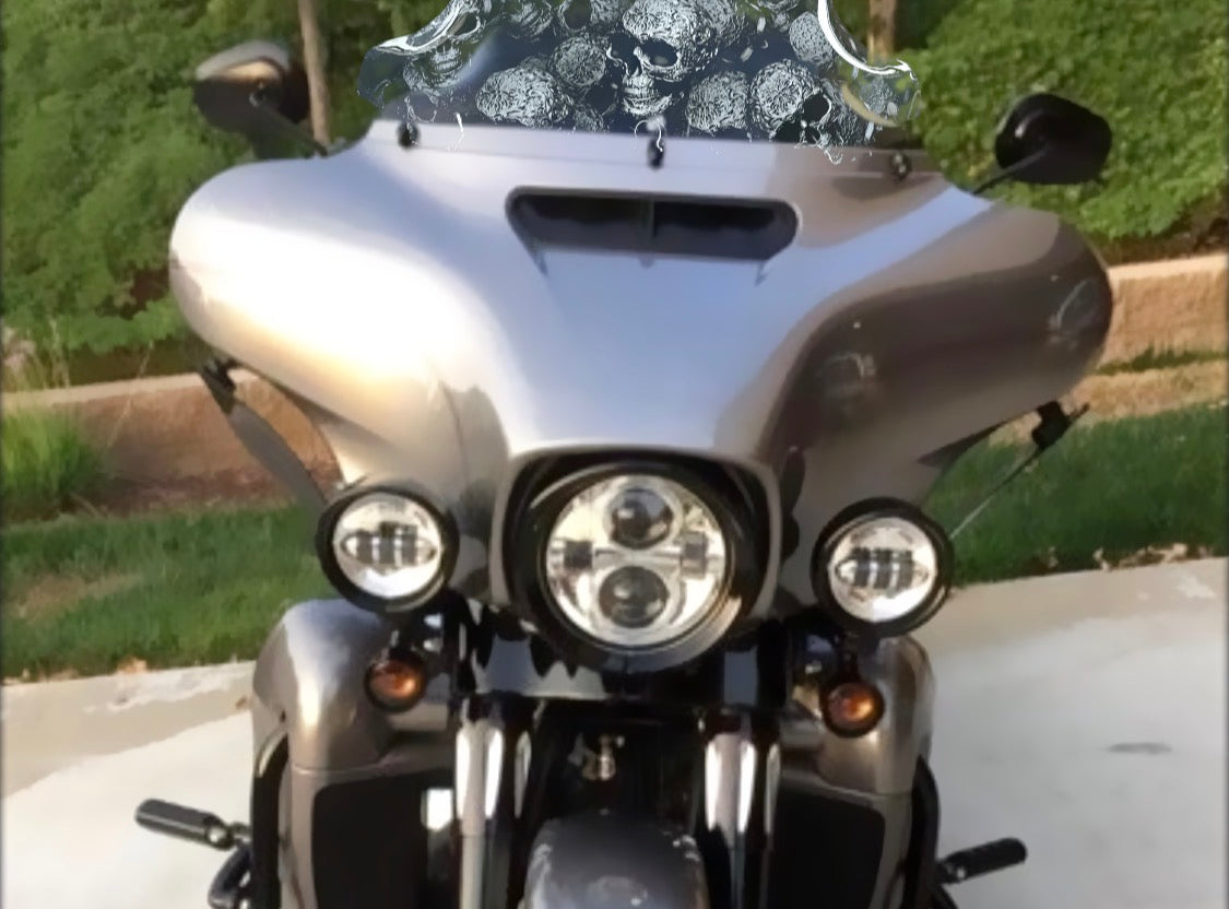 Scrollwork Skulls - Windshield