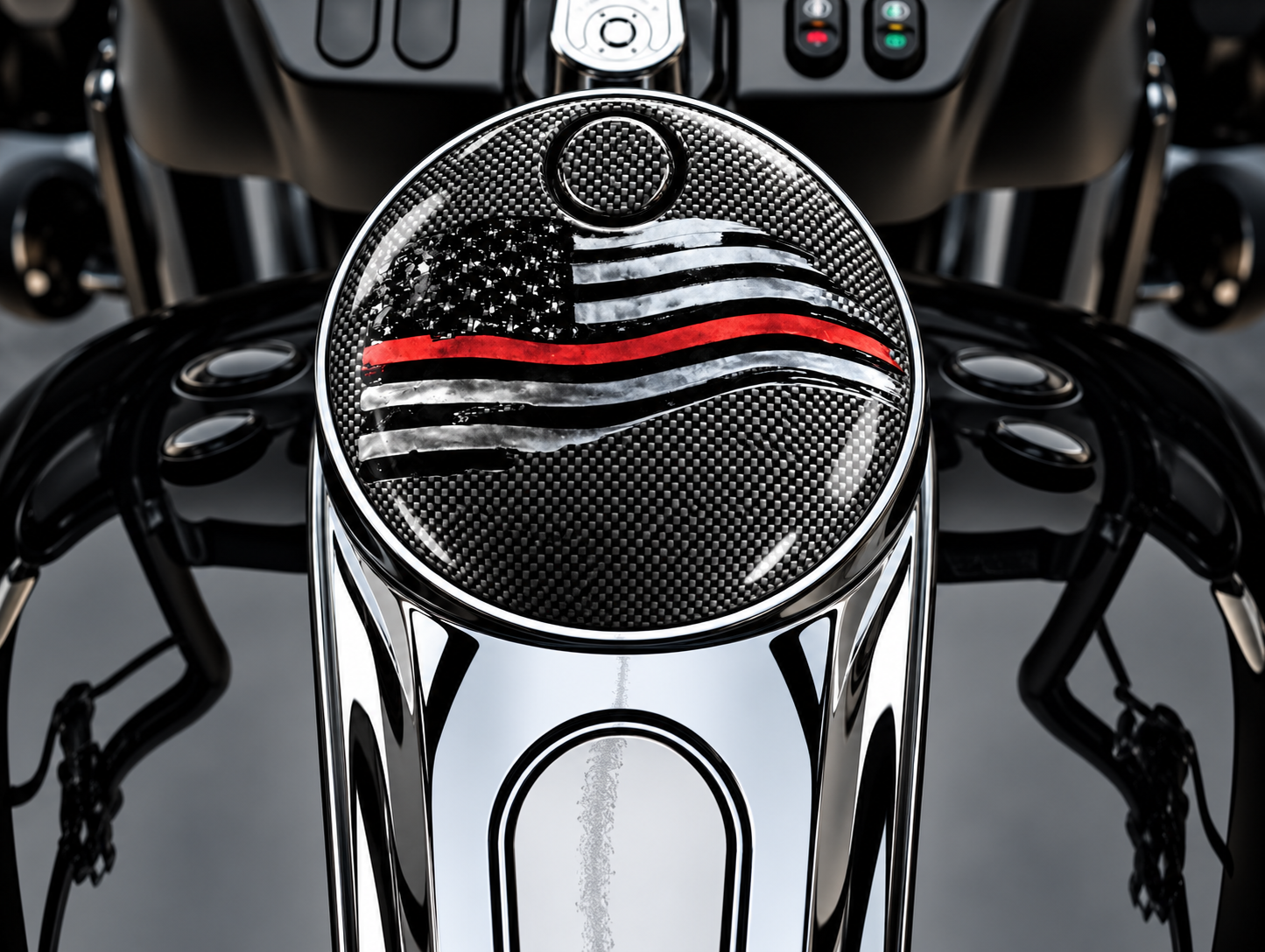 Carbon Fiber Thin Red Line Flag (Fuel Door)