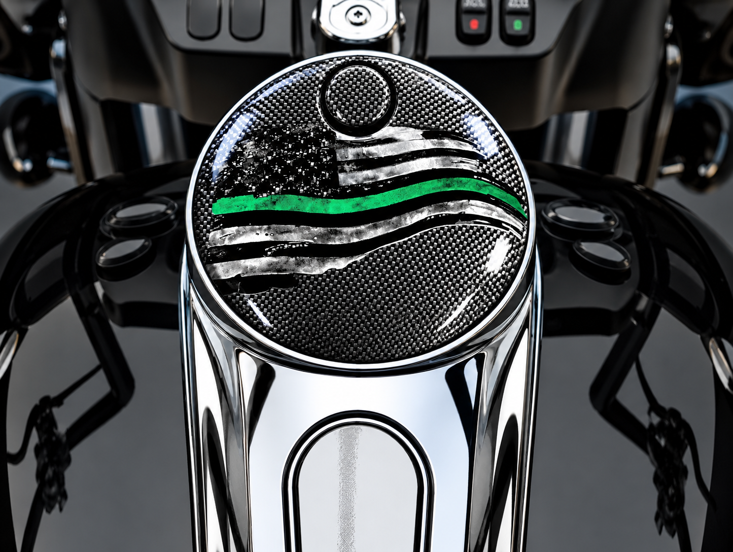 Carbon Fiber Thin Green Line Flag (Fuel Door)