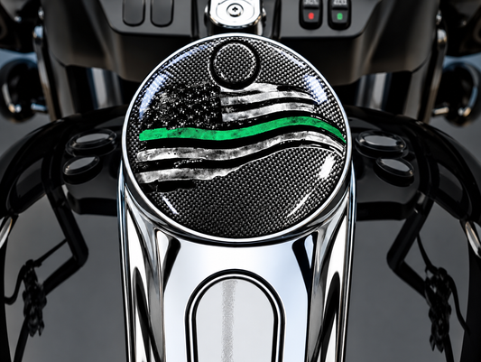 Carbon Fiber Thin Green Line Flag (Fuel Door)