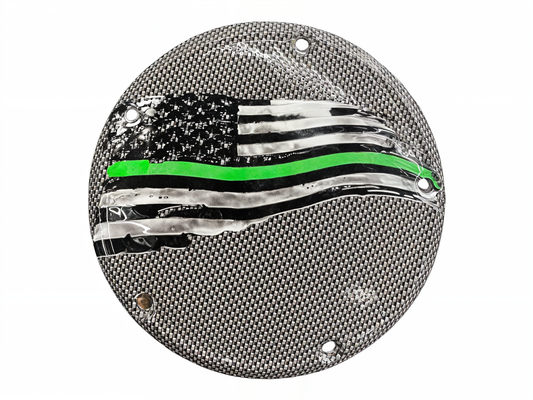 Carbon Fiber Thin Green Line Flag (Derby Cover)