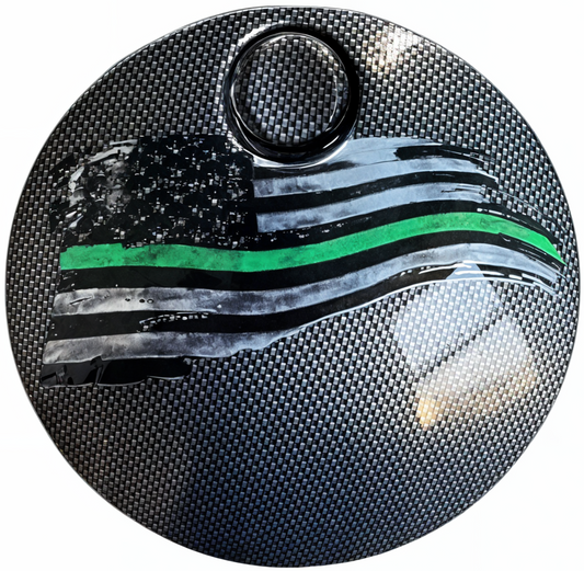 Carbon Fiber Thin Green Line Flag (Fuel Door)