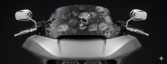Scrollwork Skulls - Windshield