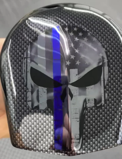 Punisher Flag Carbon Fiber Thin Blue Line (Horn Cover)